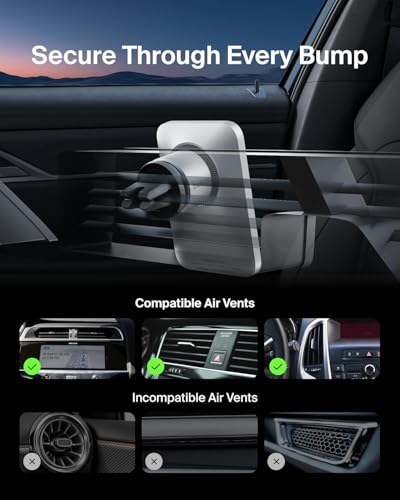 【Amazon.co.jp限定】 Belkin 車載ホルダー iPhone15 / 14 / 13 / 12シリーズ用 MagSafe対応 エアコン吹き出し口用 WIC002btGR-A シルバー ※Amazon.co.jp限定 壁紙ダウンロード付き