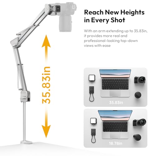 Image of ULANZI TH04 Camera Overhead Tripod Mount, Flexible Microphone Boom Arm Light Stand Mounting Spring-Loaded Design Uka Quick Release Setup 360 Rotatable Ball Head Load Capacity 2kg