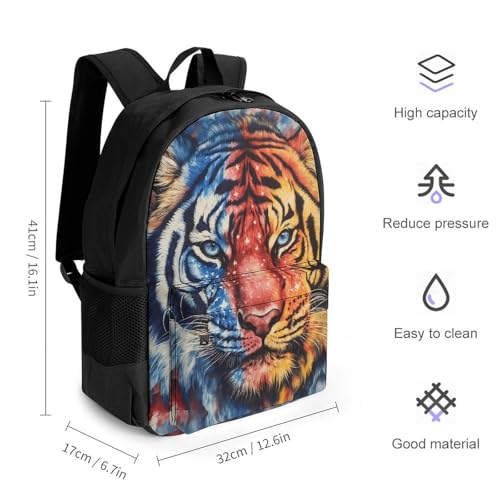 Tiedye U.S.A. Flag Tiger Travel Backpack Casual Daypack Shoulder Bag with Adjustable Shoulder Straps for Men Women2