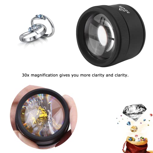 Watris Veiyi Jewelry Loupe, Magnifying Glass 30X, Coin Magnifier, Pocket Magnifying Glass, Portable Optics Lens Loupes For Jeweler, Coins, Stamps #TOP2
