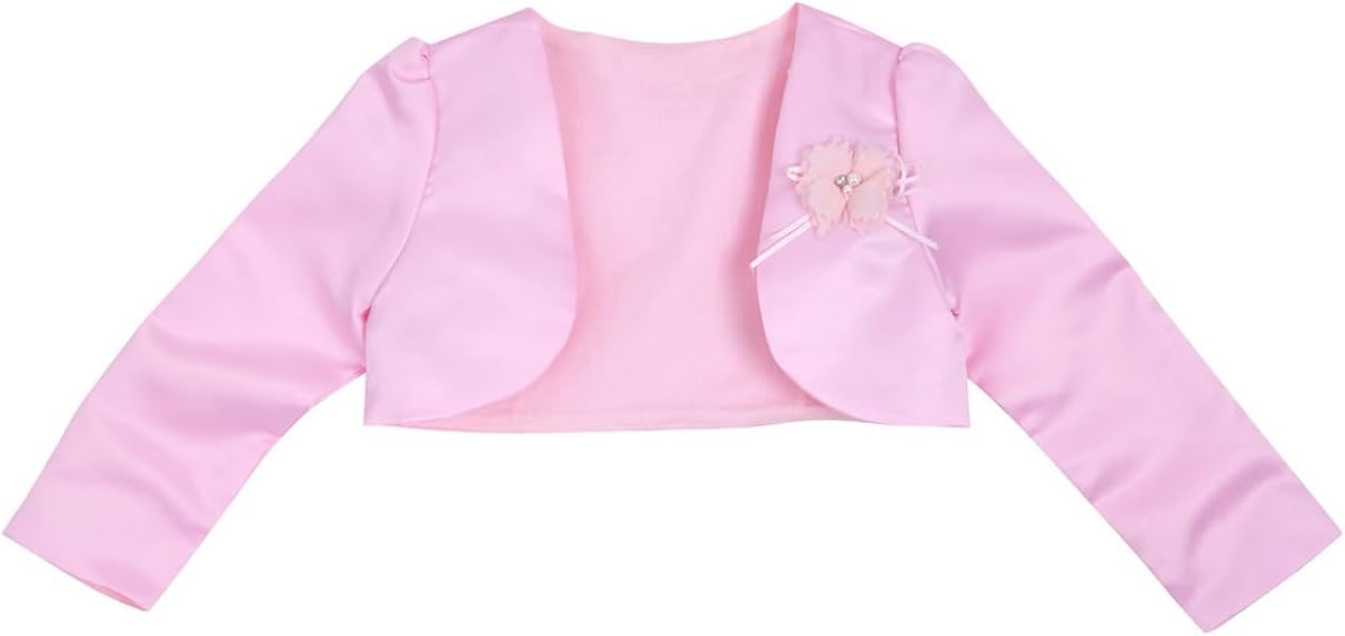 Jugaoge Kids Toddlers Girl Satin Long Sleeve Crop Tops Bolero Shrug Jacket Wrap Tops for Flower Girl Dress Party Gown