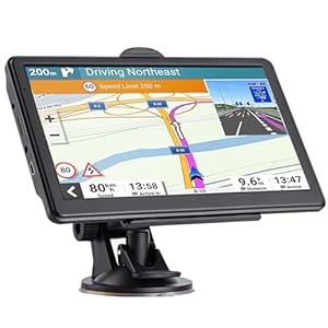 GPS Navigator for Car, 2026 Map 7 inch Touch Screen Car GPS 256-16GB,Voice Turn Direction Guidance, Support Speed and Red Light Warning, North America Lifetime map Free Update Truck(Dark)