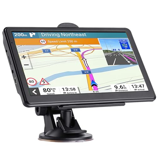 GPS Navigator for Car, 2026 Map 7 inch Touch Screen Car GPS 256-16GB,Voice Turn Direction Guidance, Support Speed and Red Light Warning, North America Lifetime map Free Update Truck (Black) by Ptaram - Used condition - US$50.87