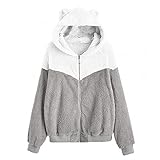 Generic Frauen Süße Warme Jacke Lolita Kleid Japanischer Stil Herbst Winter Kawaii Weiche Lammwolle Rüschen Kaninchenohren Kapuzenmäntel Mädchen Parkas Outwear