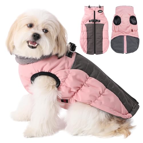 Savlot Wasserdicht Hundemantel Kaltes Wetter Winter Warme Jacke für Kleine Mittlere Große Hunde Hundepullover mit Fleece Gefütterte Reflektierend Welpen Winterweste Haustierbekleidung