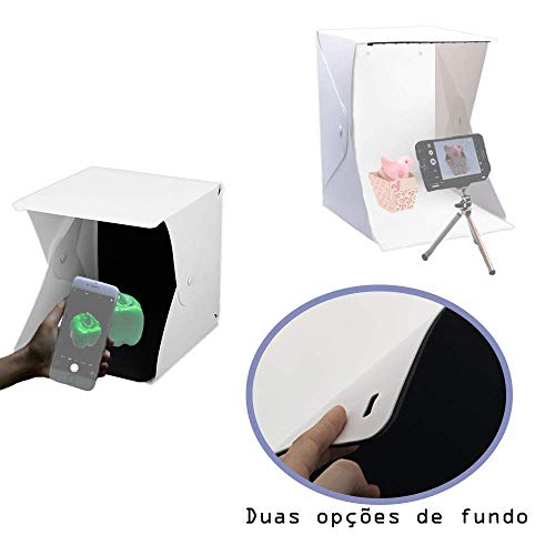 Mini Estúdio Fotográfico de Led MEF-001 com Fundo Preto e Branco para Fotos de Produtos