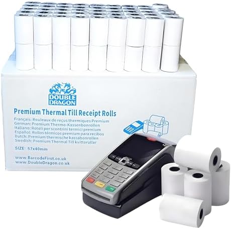 20 Rolls Double Dragon 57 x 40 mm Premium Thermal Paper Till Receipt Roll for PDQ Credit Card Machine, POS & EPOS - View 3
