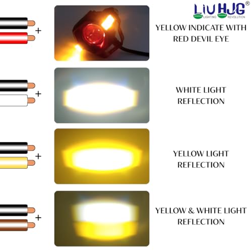 Image of LIU HJG High Bright LED Fog Light Waterproof & Dustproof & Heat Dissipation 80W 12V DC Power High /Low Beam Yellow, White & Red Devil Eye Reflection Universal Fit For All Bikes & Cars Model Pack of 2