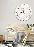 Horloge murale ronde,Bordure Or Ligne Marbre Doré Brillance Abstraite Conception Moderne Livre Anniversaire,silencieuse sans tic-tac décorative pour la cuisine salon chambre bureau maison école