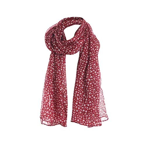 Bufanda Moda para mujer Moda elegante Bufanda larga Gasa Sencillos Estampado de flores Pañuelo Envoltura Euzeo Chales y bufandas Estilo (Color : Rot, Size : One Size)