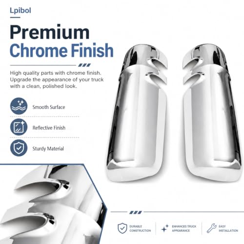 Chrome Door Mirror Cover Compatible with Kenworth T680 T880 2013-2021, Driver Left Side & Passenger Right Side Set, Glossy Exterior Replacement Shell by Lpibol - Used condition - Image 4