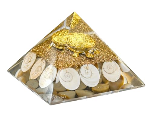Image of Crystal Heaven Gomti Chakra Pyramid With Turtle-Orgone Pyramid For Positive Energy,Vastu,Reiki And Chakra Healing