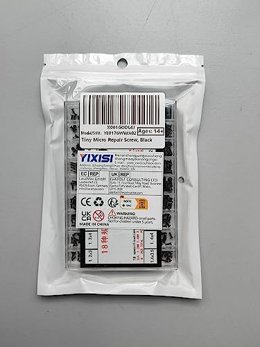 YIXISI 500 Sztuk Tiny Micro Repair Screw Kit, M1.2 M1.4 M2 Okulary do Zegarków Zestaw Śrub do Wymiany Komputera, Małe Śruby ze Stali Nierdzewnej ze Śrubokrętem, Czarne