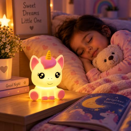 Image of Unicorn Night Light Lamp Battery Operated Table and Desk Decorations Gift Pandas (Unicorn)