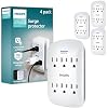 Philips 6-Outlet Extender Surge Protector, 900 Joules, 3 Prong, Space-Saving Design, Protected Indicator LED Light, 4 Pack, White, SPP3469WA/37