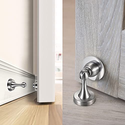 Sumnacon Magnetic Door Stopper, Heavy Duty Stainless Steel Door Stop Holder Come with 3M Double-Sided Adhesive Tape & Hardware Screws,Install with Adhesive Tape Or Screws On Floor Wall (Silver) - Thumbnail 3