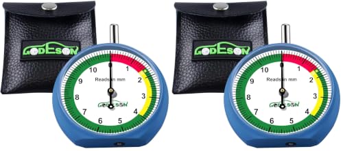 GODESON Profiltiefenmesser für Reifen in MM Zifferblatt,Reifenprofiltiefenmesser Intelligenter Farbcodierter,Reifenprofilmesser für Motorrad, Auto, LKW, Bus offroad zubehör (Packung mit 2)