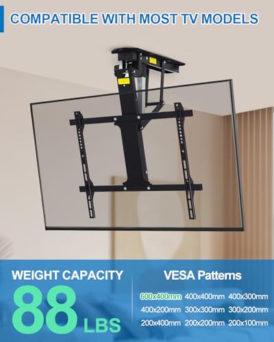 TOPSKY Electric Ceiling TV Mount with Remote, Motorized Drop Down TV Ceiling Mount for 32 - Additional View
