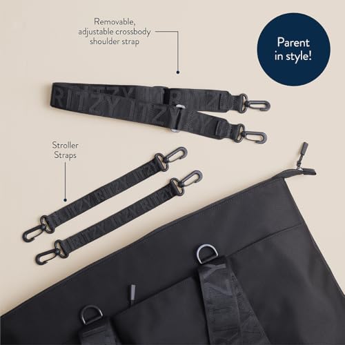 Itzy Ritzy Diaper Bag Tote – Lightweight Belong All-in-Tote Weekender Bag with 10 Pockets, Removable & Adjustable Crossbody Strap, Stroller Straps & Trolley Sleeve – For Daily Use or Travel (Black) by Itzy Ritzy - Image 6