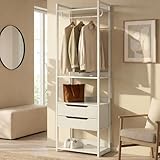 [en.casa] Garderobenständer Jässaatka mit 1 Stange 2 Schubladen Garderobe Flur mit Schuhregal...