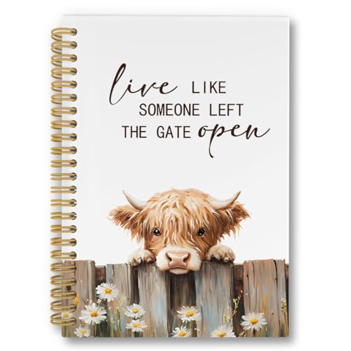 Carnet à spirales Highland Cow durable avec papier ligné premium