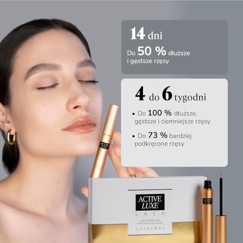 Active Luxe Serum do Rzęs – Serum na dłuższe, gęstsze i ciemniejsze rzęsy – Serum do rzęs bez hormonów, wegańskie i klinicznie testowane, 3 ml