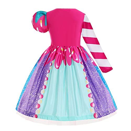 Rainbow Candy Tutu Dress For Girls Candy Land Themed Party Princess Costume With Candy Headband For Toddler Kids Girl Halloween Birthday Party Dress Up Fancy Cosplay Photo Shoot Long Sleeve 7-8 Years #TOP3