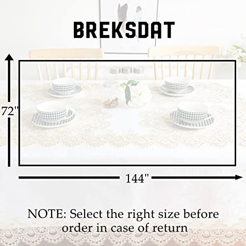 Breksdat Beige Lace Tablecloth For Rectangle Tables 72X144” Washable Carnation For Dinning Home Holiday Party Christmas Thanksgiving Kitchen Wedding Banquet Tabledesser #TOP4
