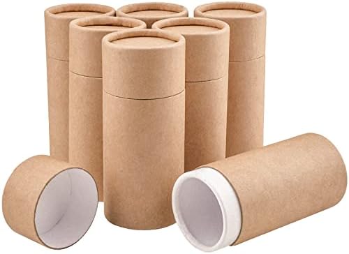 WANDIC Kraft Paperboard Tubes, 6Pcs Round Kraft Paper Containers for Tea Coffee Crafts Gift Packaging, Non-Push (100ml), Natural Color