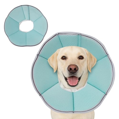 Image of MAXFUT Dog Cone Collar,Soft Cone for Dogs to Stop Licking After Surgery,Non Inflatable Dog Donut Cone (Light Blue, XXXL)