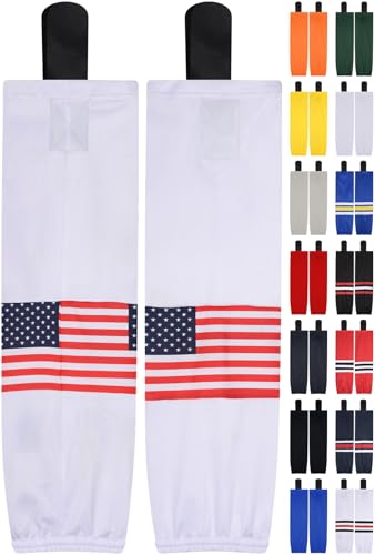 Exxact Sports Mesh Hockey Socks (Large, White/USA Flag)