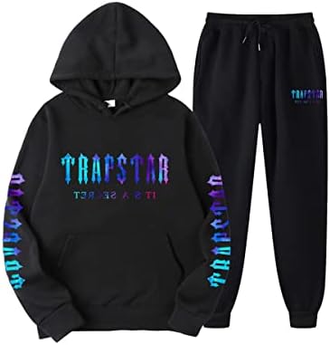 LIAOPUFUS Trapstar Tracksuit for Men Sport Jogging Print 2 Pieces Hoodies and Pants Fall Winter