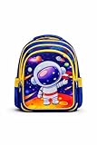 Mochila Escolar Infantil Menino Astronauta Espaço Azul 41cm Alças Acolchoadas Zíper Reforçado Grande Resistente Confortável Ideal para Escola Livros Cadernos Crianças
