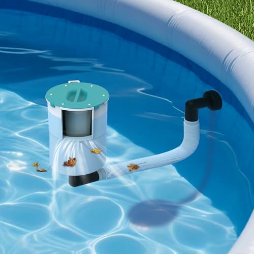 Bzyltrux Surface Float Skimmer for Above Ground Pools, Automatic Floating Skimmer with 10 Filter Socks, No Mounting Lazy Pool Cleaner - Zero Installation Above Ground Pool Accessories for Women/Men