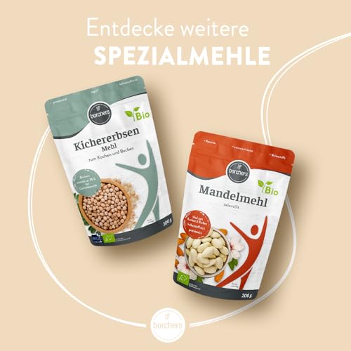 Foto von BORCHERS Bio Sojamehl, 2x 350g, aus gerösteten Sojabohnen, proteinreich (41%), Lower Carb, ballaststoffreich, veganer Ei-Ersatz, Premium Mehl, zum Backen & Kochen