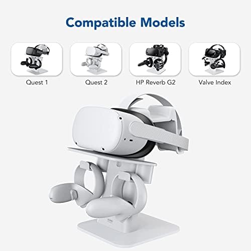 [Upgraded Version] KIWI design VR Stand Accessories Compatible with Quest 2/Quest 1/Rift S/Valve Index/HP Reverb G2/PSVR 2/PICO 4 VR Headset and Touch Controllers(White)
