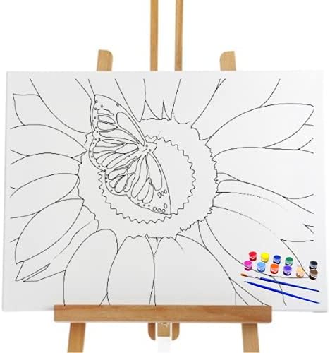 Essenburg Pre Drawn Canvas Paint Kit | Teen, Kids and Adult Sip and Paint Party Favor | DIY Date Night Couple Activity| Canvas Boards for painting| Birthday Party Gift Sunflower (S 8X10 CANVAS ONLY)