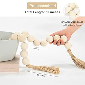 Omishe50longlargewoodbeadgarlandwith16diameterwoodenbeadsandtasselsrusticfarmhousecountrywoodbeadsgarlandforhometieredtraydecordecorativebeadswithtasselsnaturalbeige Urban Country Home Decor Omishe 50 long large wood bead garland with 16 diameter wooden beads and tassels rustic farmhouse country wood beads garland for home tiered tray decor decorative beads with tassels natural beige urban country home decor