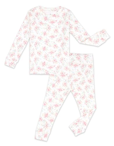 moimoln Flower Soft Cotton Modal Baby Toddler Girls Snug fit Pjs Daily Long Sleepwear Blooming Grace 6-12m
