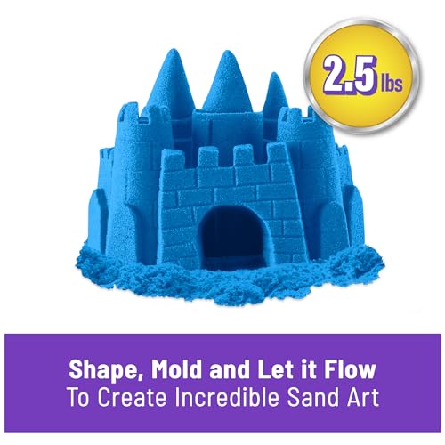 Kinetic Sand, 2.5lbs Blue Play Sand, Moldable Sensory Toys for Kids, Resealable Bag, Ages 3+