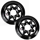eCustomrim 2-Pack Trailer Rim Wheel 15X6 6 Lug On 5.5 Inch Center Black Spoke Durable Utility Trailer Wheel for Towing Applications