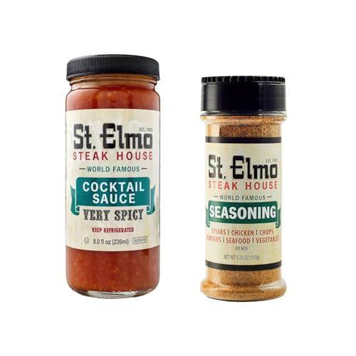 Shrimp Cocktail Sauce (8 Fl Oz) and Seasoning (5.75 Oz) Bundle, Flavorful Combo for Steaks, Burgers, Chicken, Seafood, and More, World Famous
