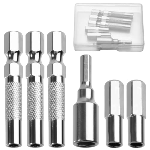Image of INJOYTEC 6Pack 1/4 to 4mm Bit Adapter Hex Screwdriver Bit Adapter Magnetic Come With Storage Box 4mm to 6.35mm Drill Extension Kit for Precision Micro Bit and Electronic Repair