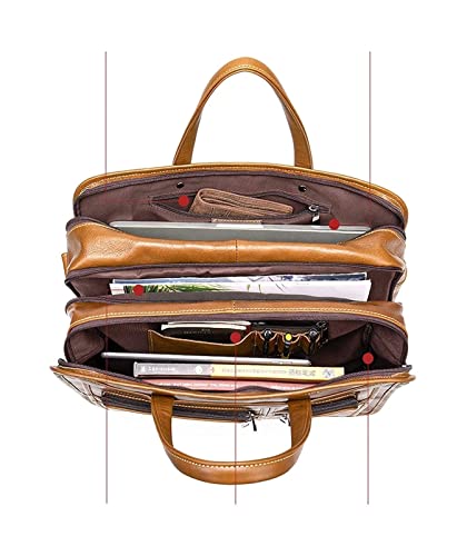 Leather Briefcases for Men 13.3 Inch Laptop Handbag Large Capacity Expandable Business Vintage4