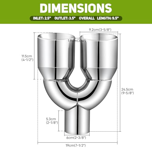 Universal Dual Exhaust Tip 2.5\" Inlet 3.5\" Outlet 9.5\" Length Polished Stainless Tailpipe Tip Weld-On 2.5 inch Double Wall Slant Edge Exhaust Pipe Compatible with Dodge Challenger Chevy Corvette BMW 3