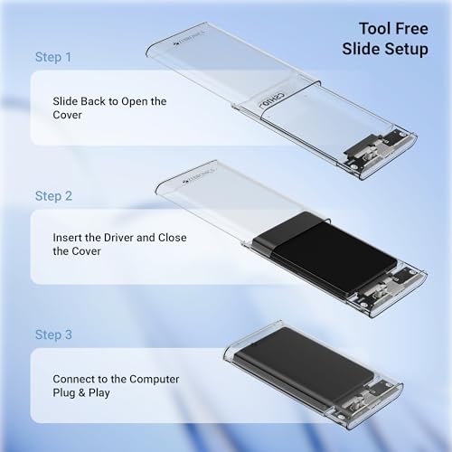 Image of Zebronics 2.5 inch SSD /HDD Enclosure, Max. 4TB Storage, Upto 5Gbps Transfer Speed, Tool-Free Slide Design, USB to Micro B Connector, Windows, Mac, Linux Support, Transparent Case (CSH101)
