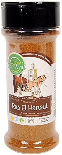 Eat Well Ras El Hanout - 4 oz | Premium Moroccan Spice Blend | Aromatic Blend of Spices for Cooking | Mixed Spice Meat Seasoning | Gluten Free | 100% Pure Natural Ingredients | in Shaker Pot