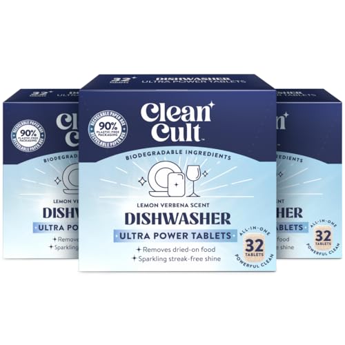 Image of Cleancult Ultra Power Dishwasher Detergent Pods for Sparkling Streak-Free Shine, All-In-One, No Plastic Waste, 96 Count