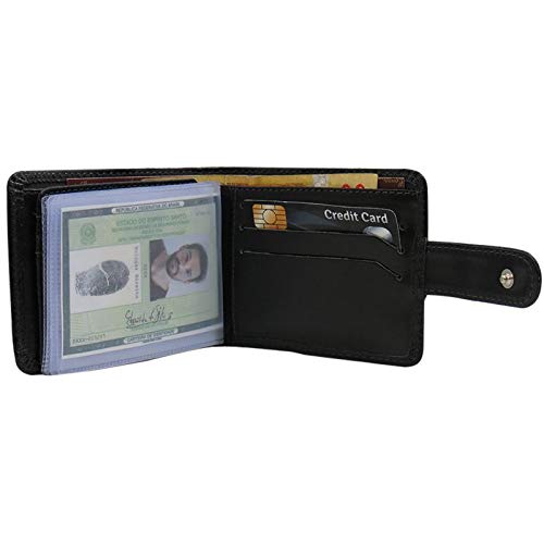 Carteira Masculina de Couro com Fecho Lateral