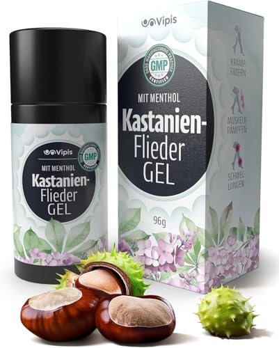 VIPIS Rosskastanien Salbe Gel - Venensalbe & Krampfadern Creme mit Lila & Menthol - Schnell Einziehend & Kühlende Creme gegen Besenreiser, Müde & Schwere Beine, Geschwollene Füße & Muskeln